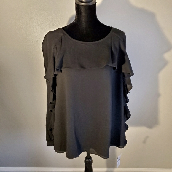 Crepe Black Blouse - Picture 1 of 6